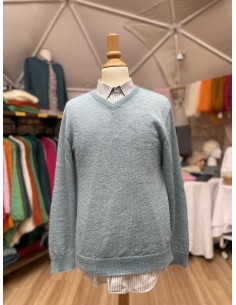 Pull HOMME bleu léger en mohair et soie (-25%)