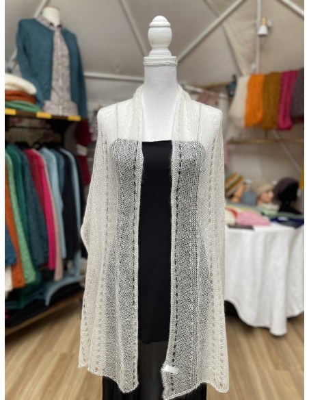 Etole dentelle écru en 60% mohair et 40% soie