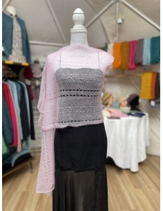 Etole dentelle Rose poudré en 60% mohair et 40% soie 2