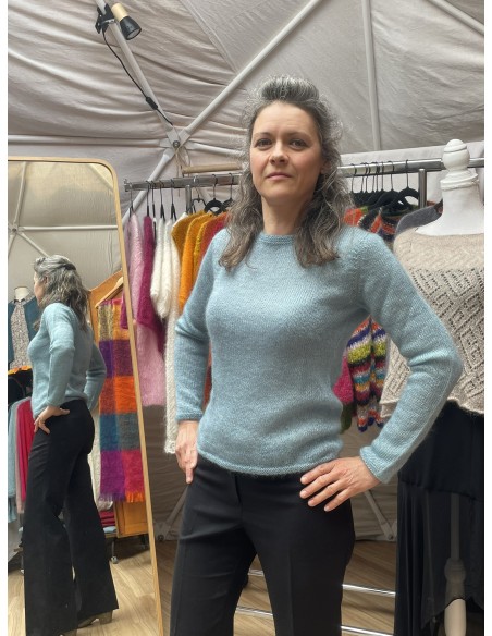 Pull FEMME bleu léger en mohair et soie (-25%)