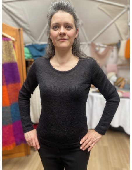 Pull FEMME noir léger en mohair et soie (-25%)